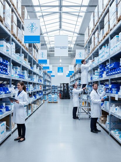 Modernes Lager für Medizintechnik und Sanitätsbedarf