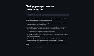 KI-Chat-Schnittstelle zeigt Anweisungen zur Integration von KI in das Open Source Dokumentenmanagement-System agorum core