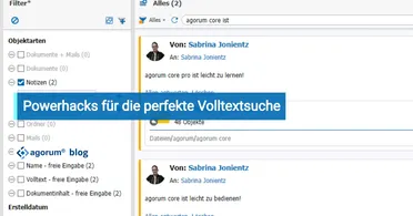 Screenshot der Volltextsuche im DMS von Sabrina Jonientz. Das Dokumentenmanagement System erleichtert das Digitalisieren von Geschäftsprozessen.