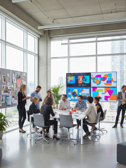 Moderne Werbeagentur mit kreativem Team bei der Kampagnenentwicklung