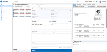 Dashboard zeigt den automatisierten Workflow für E-Rechnungen mit KI-gesteuertem Auslesen und Integration in FiBu-Software.