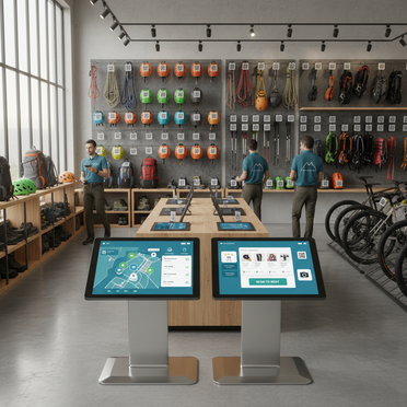 Outdoor-Equipment Shop mit digitalem Inventarsystem