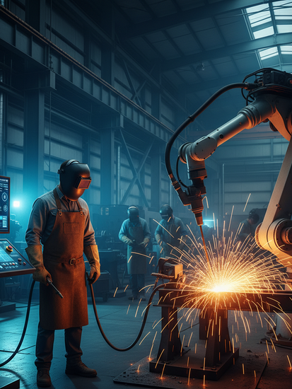 Moderne Schweißwerkstatt mit digitaler Integration