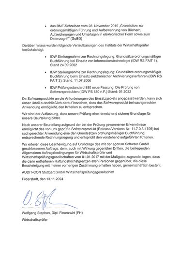 GoBD Prüfbescheinigung für agorum core pro für revisionssichere Archivierung