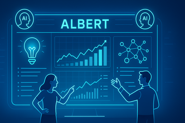 ALBERT Dashboard und KI-Agenten, Zusammenarbeit Mensch-KI, modern