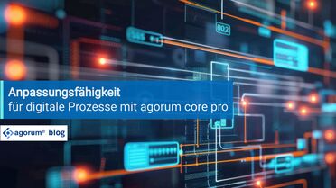 Grafische Darstellung von vernetzten digitalen Prozessen mit agorum core pro, die Anpassungsfähigkeit zeigt.