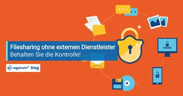 Illustration: Filesharing und Datensicherheit durch DMS Software auf eigenen Servern. Datenhoheit und Datenschutz.