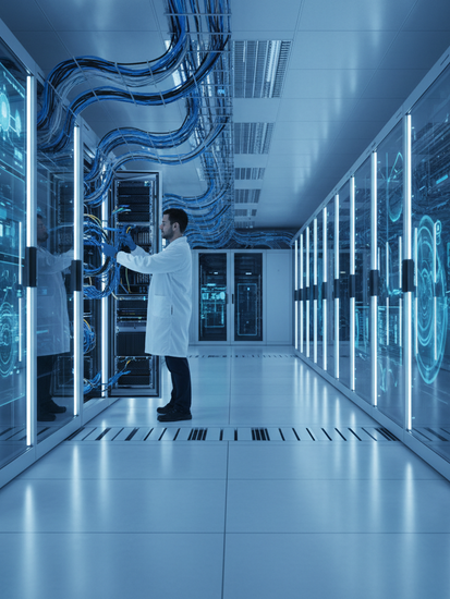 Modernes Data Center mit Server-Racks und IT-Infrastruktur
