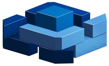 3D-Visualisierung zeigt die Unterschiede zwischen Digitalisierung und digitaler Transformation mit blauen und dunklen Blöcken.