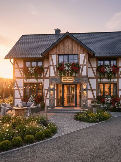 Moderne Pension mit einladendem Eingangsbereich