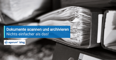 Ein Ordner voller Dokumente zeigt den Prozess des Scannens und Archivierens im Dokumentenmanagement-System.
