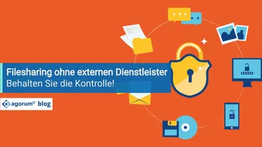 Illustration: Filesharing und Datensicherheit durch DMS Software auf eigenen Servern. Datenhoheit und Datenschutz.