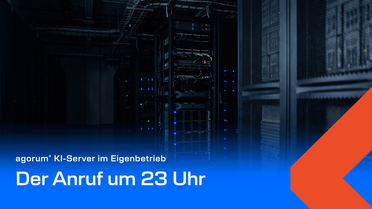 Blauer Teaser mit nächtlichem Serverraum und der Headline Der Anruf um 23 Uhr