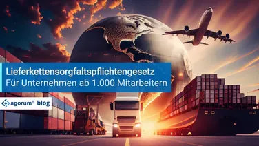 Frachtschiff, LKW und Flugzeug symbolisieren die Einhaltung der Sorgfaltspflicht in der Lieferkette. Digitalisieren Sie Ihre Geschäftsprozesse!