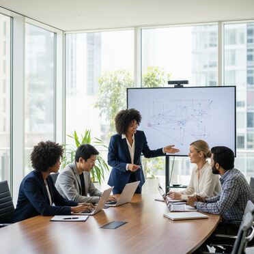 Team bespricht KI-Strategie im Meeting