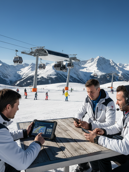 Moderne Skigebiets-Digitalisierung mit Tablets und digitalen Systemen