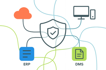 Netzwerk-Grafik: ALBERT | AI verbindet ERP, DMS, Cloud, On-Prem und schützt mit Model Context Protocol.