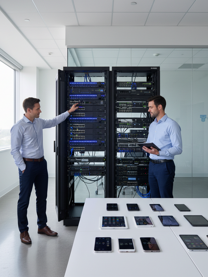 Moderne Telekommunikations-Hardware und Endgeräte im Büro