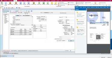 Bildschirmansicht zeigt die Eingangsrechnung in SelectLine mit digitalisiertem Dokument aus dem Dokumentenmanagement-System.