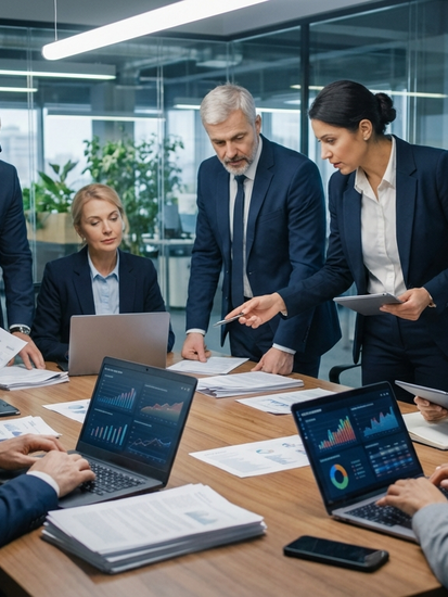 Wirtschaftsprüfer arbeiten digital zusammen