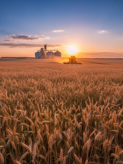 Goldenes Getreidefeld im Sonnenuntergang