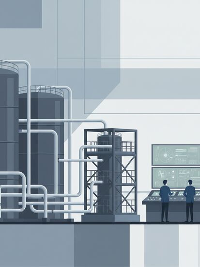 Moderne Industriegaseanlage mit digitaler Infrastruktur