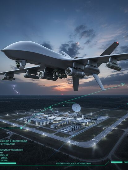Moderne UAV-Drohne mit Sensortechnologie für Verteidigungsanwendungen