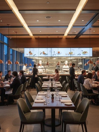 Modernes Restaurantinterieur mit digitalen Lösungen