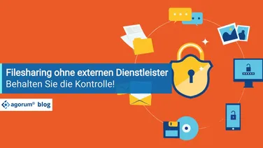 Illustration: Filesharing und Datensicherheit durch DMS Software auf eigenen Servern. Datenhoheit und Datenschutz.