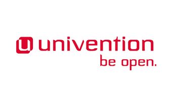 Das Logo der Univention GmbH zeigt den Schriftzug 'univention be open' in Rot.
