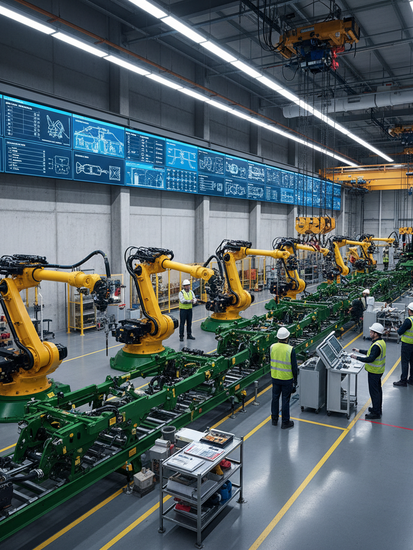 Moderne Landmaschinenproduktion mit KI-gestützter Fertigung