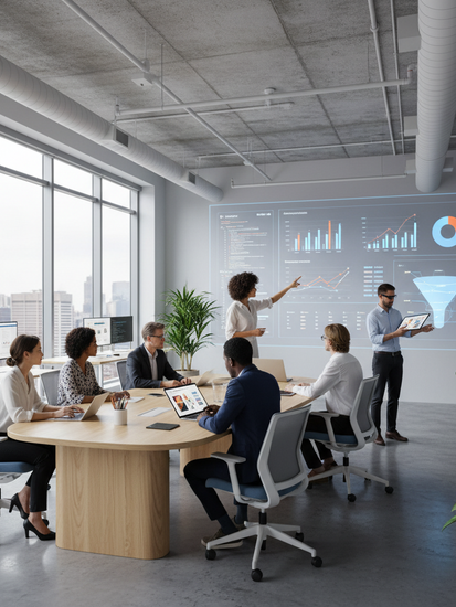 Moderne Werbeagentur mit digitalen Kampagnen und Analytics