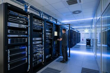 Serverraum als Sinnbild für datensouveräne KI Automatisierung in eigener Infrastruktur