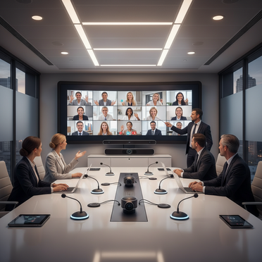 Moderner Konferenzraum mit Smart Meeting Technologie