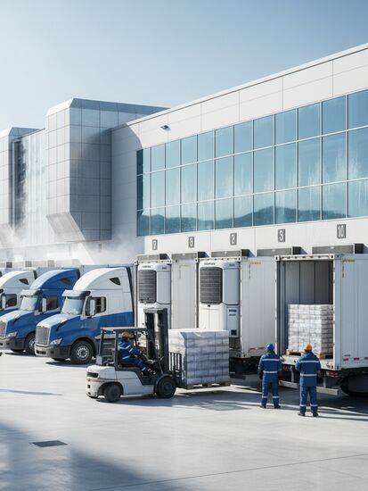 Moderne Kühllogistik-Zentrum mit temperaturgeführten Transporten