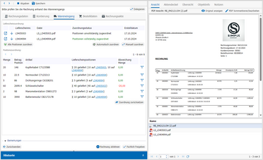 Das Dashboard zeigt den automatisierten Abgleich von E-Rechnungen im Dokumentenmanagement-System agorum core.