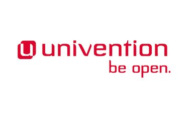 Das Logo der Univention GmbH zeigt den Schriftzug 'univention be open' in Rot.