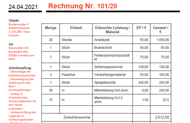 Beispielrechnung aus der Mineralölbranche zeigt 9 Seiten mit 549 Positionen für Diesel, AdBlue und Heizöl, die in agorum core schnell erfasst werden.