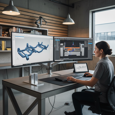 Ingenieur bei der CAD/CAM-Programmierung für CNC-Maschinen