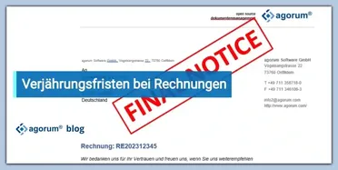 Eine Rechnung mit Vermerk 'Final Notice' verdeutlicht die Wichtigkeit, Fristen für Forderungen mit einem DMS im Auge zu behalten.