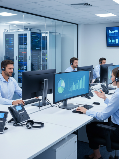 Moderne Telekommunikationssysteme und VoIP-Technologie im Büro