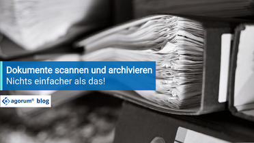 Ein Ordner voller Dokumente zeigt den Prozess des Scannens und Archivierens im Dokumentenmanagement-System.