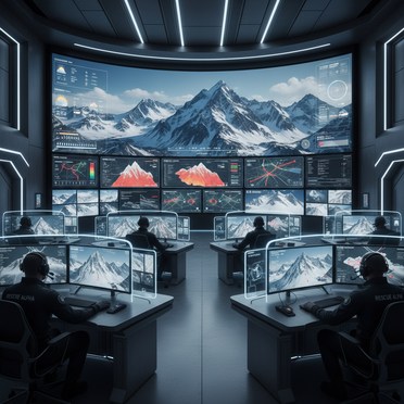 Kontrollzentrum für Sicherheitsüberwachung im Bergsport