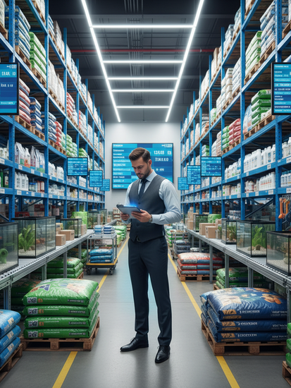 Moderner Tierbedarfsgroßhandel mit digitaler Lagerverwaltung