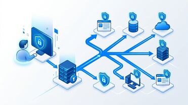 LDAP-Authentifizierungsfluss mit Sicherheitskonzept: einmalige Anmeldung ermöglicht sicheren Zugang zu mehreren Systemen