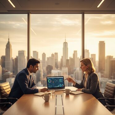 Beratungsgespräch zur Digitalisierung im Fondsmanagement