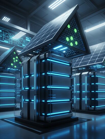Moderne Batteriespeicher-Technologie in professioneller Industrieumgebung