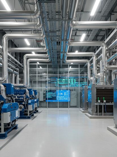 Modernes Blockheizkraftwerk mit digitaler Steuerungstechnik